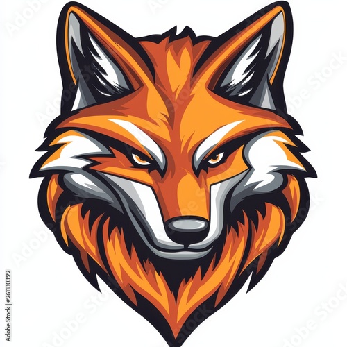 Fierce orange and black fox head illustration photo