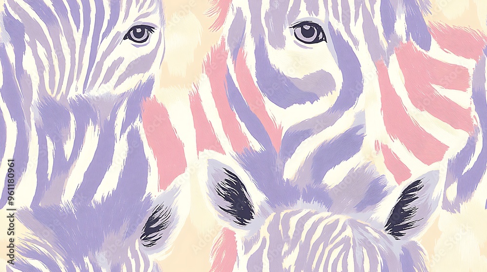 A pastel zebra print with light lavender and pale pink stripes, seamlessly blended on a soft beige background, creating a chic and modern take on classic animal prints --ar 16:9 --no logo --tile A pastel zebra print with light lavender and pale pink stripes, seamlessly blended on a soft beige background, creating a chic and modern take on classic animal prints --ar 16:9 --no logo --tile