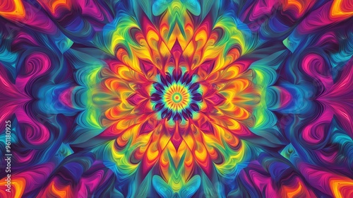 Colorful abstract swirl pattern mandala.