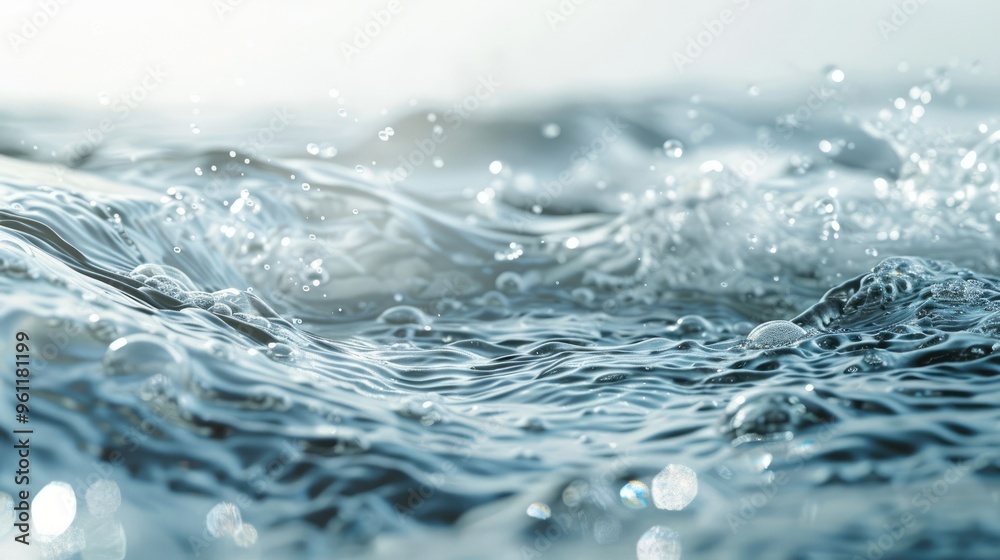 Blurred tranquil water surface with bubbles. Trendy nature background. Sunlit white-grey waves. Blurred tranquil water surface with bubbles. Trendy nature background. Sunlit white-grey waves.
