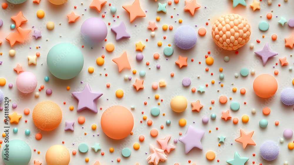 A scattered pastel confetti design featuring tiny circles, triangles, and stars in soft tones of light peach, pale lavender, and mint green, A scattered pastel confetti design featuring tiny circles, triangles, and stars in soft tones of light peach, pale lavender, and mint green,
