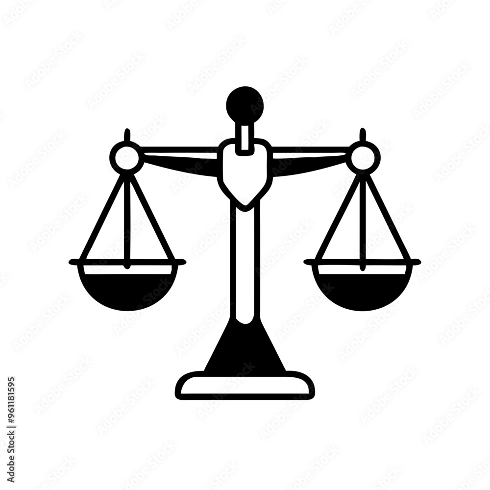 Traditional balance scale representing fairness and justice on a white background. Traditional balance scale representing fairness and justice on a white background.
