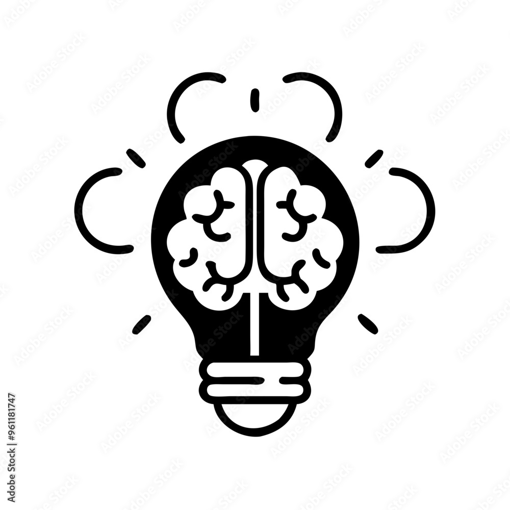 Creative light bulb with a brain inside, symbolizing innovative ideas and inspiration Creative light bulb with a brain inside, symbolizing innovative ideas and inspiration