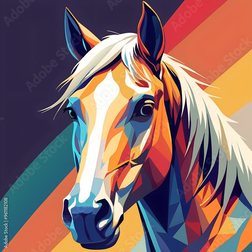Colorful abstract illustration of a horse head