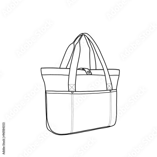 Shoulder bag, tote bag flat sketch vector illustration