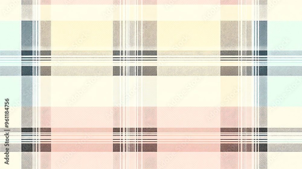 A seamless pastel plaid pattern with soft pink, baby blue, and pale yellow stripes, A seamless pastel plaid pattern with soft pink, baby blue, and pale yellow stripes,