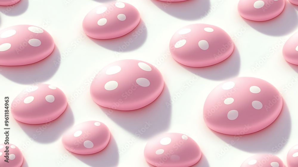 A seamless pastel polka dot pattern with light pink dots evenly spaced on a white background, soft shadows creating a subtle 3D effect, A seamless pastel polka dot pattern with light pink dots evenly spaced on a white background, soft shadows creating a subtle 3D effect,