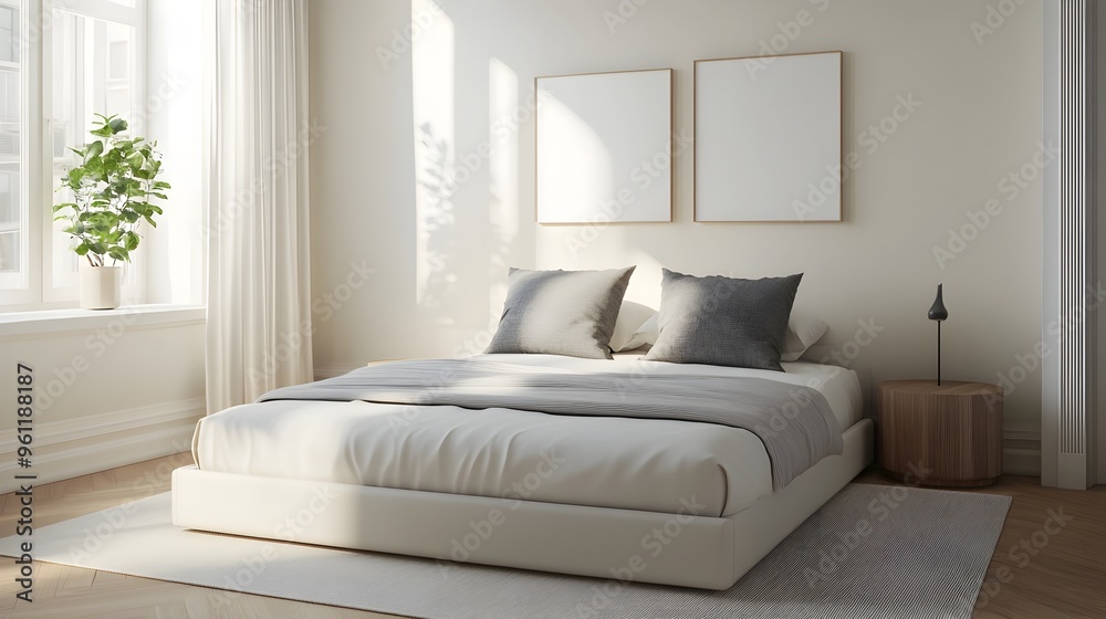Cozy and Bright Bedroom Interior with Minimalist Design and Natural Accents Cozy and Bright Bedroom Interior with Minimalist Design and Natural Accents