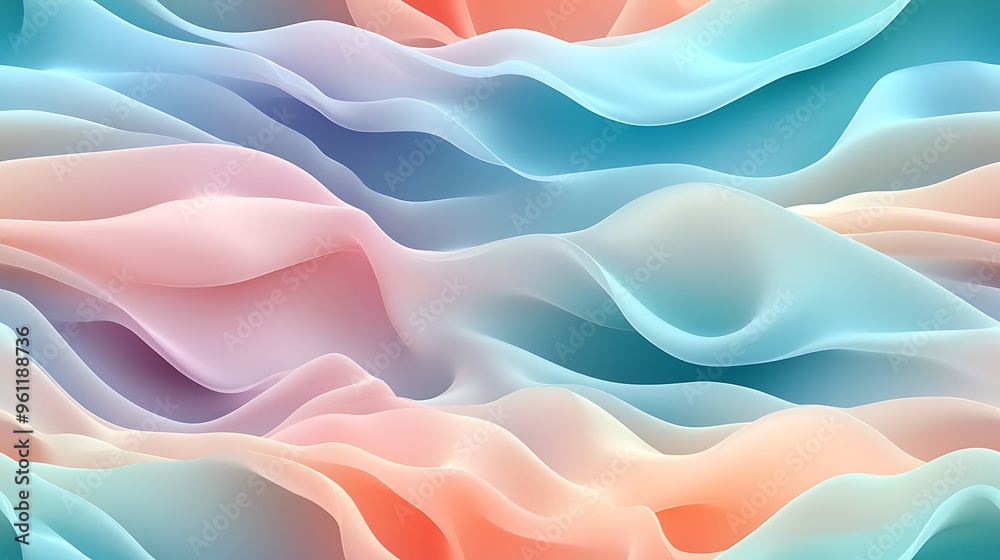 Fluid pastel waves in shades of light teal, soft pink, and pale lavender, gently curving across the design, Fluid pastel waves in shades of light teal, soft pink, and pale lavender, gently curving across the design,