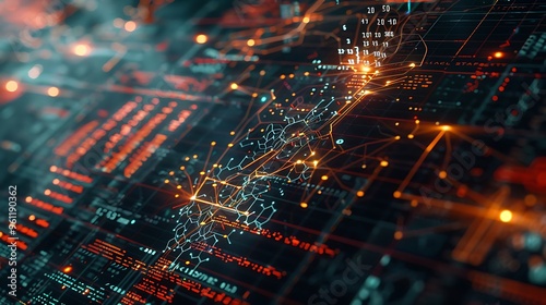 Detailed view of intricate mathematical formulas on a state-of-the-art computer display, glowing highlights 32k, full ultra hd, high resolution photo