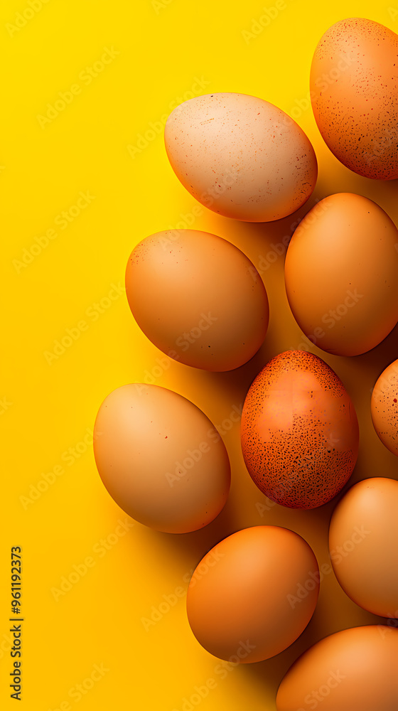Minimalist arranged eggs with a yellow backdrop Minimalist arranged eggs with a yellow backdrop