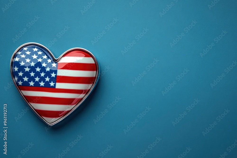 Obraz premium USA background with pin with the shape of the United States of america flag. Use for Veterans day or Patriot day, September 11 with generative ai