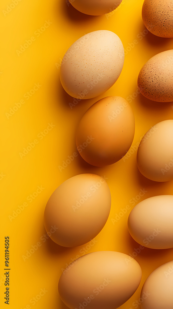 Minimalist arranged eggs with a yellow backdrop Minimalist arranged eggs with a yellow backdrop