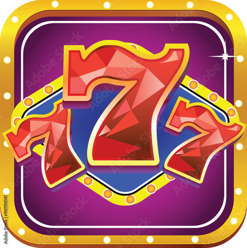 777 slot machine wins Casino jackpot. Vector illustration