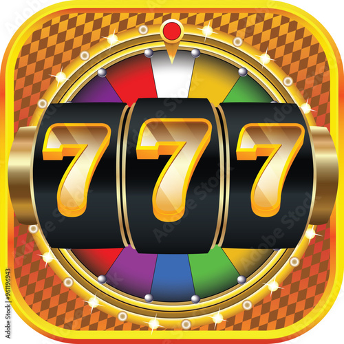 777 slot machine wins Casino jackpot. Vector illustration