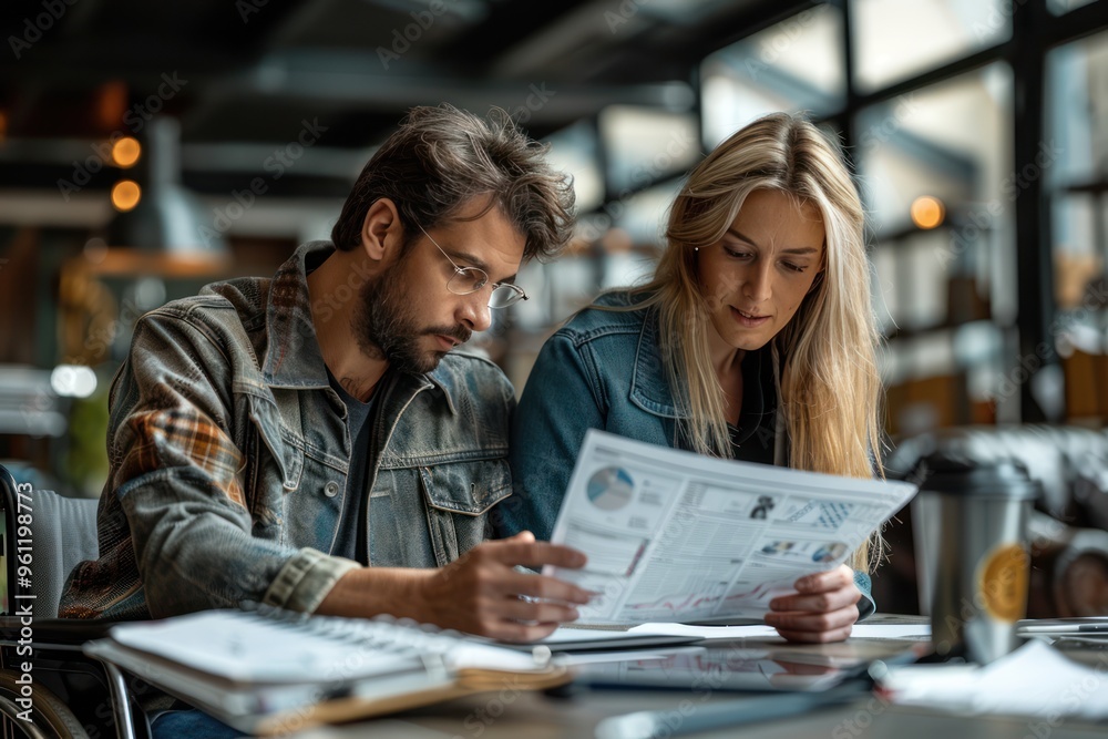 Collaborating in the Workplace: Businesspeople with Disabilities in Wheelchairs Collaborating in the Workplace: Businesspeople with Disabilities in Wheelchairs
