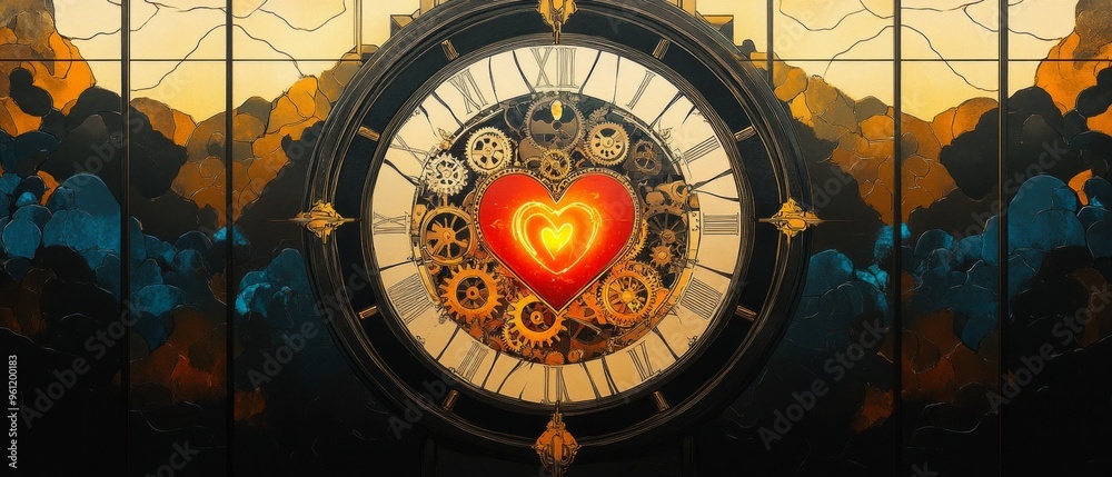 Obraz premium Mechanical Heart, Clock
