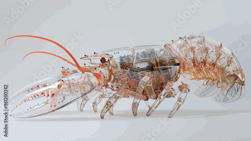 Lobster isolated on a white background. 3d illustration.