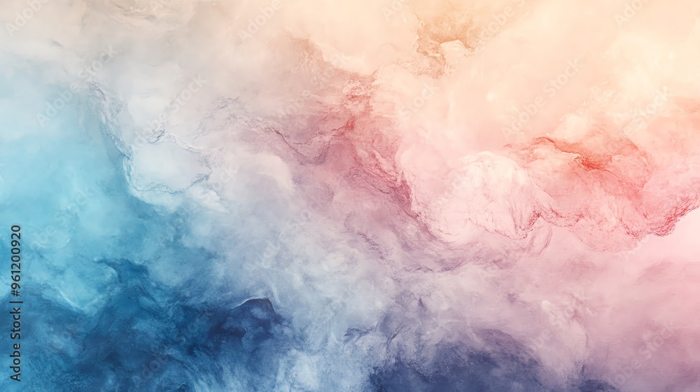 Fototapeta premium Abstract background with blue, pink, and orange watercolor effect.
