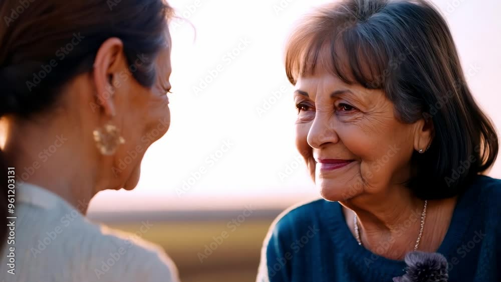 Heartwarming connection: generations share a moment in soft sunlight Heartwarming connection: generations share a moment in soft sunlight