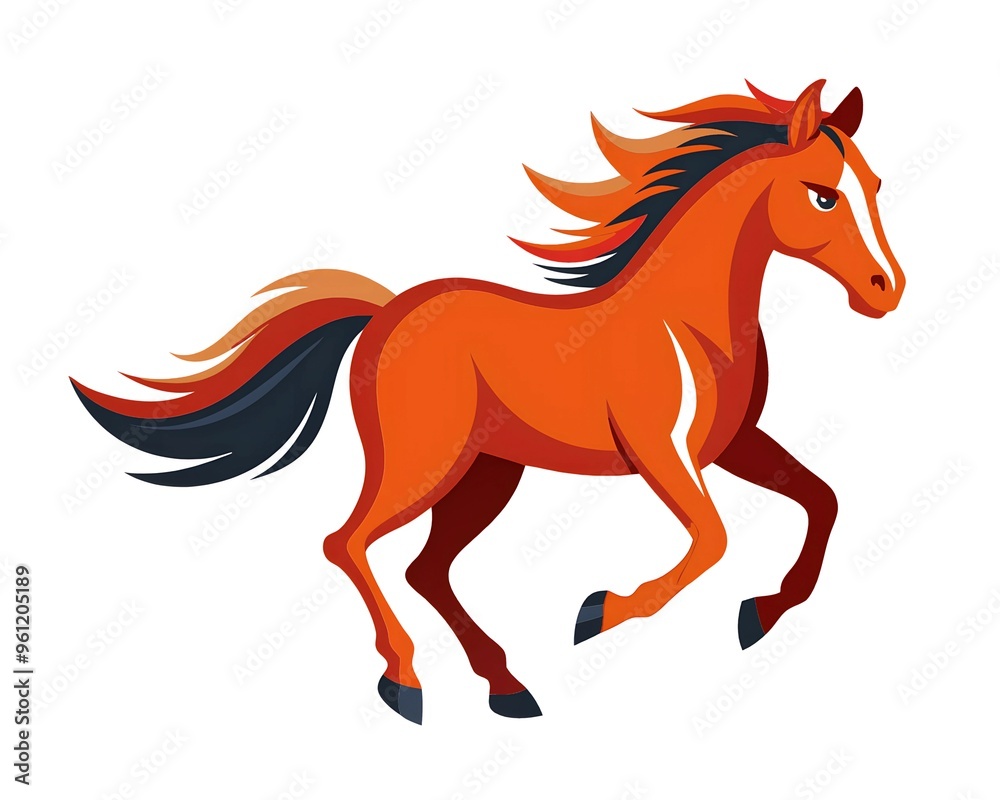 A horse running illustration isolated on white background A horse running illustration isolated on white background