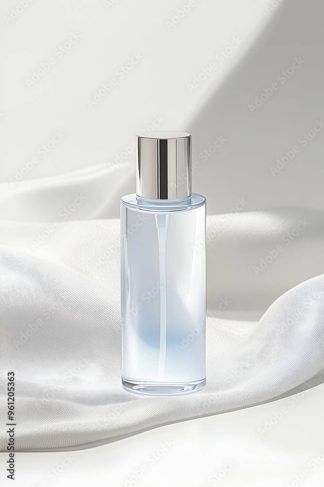 Elegant Skincare Bottle on Satin-Like Fabric Elegant Skincare Bottle on Satin-Like Fabric