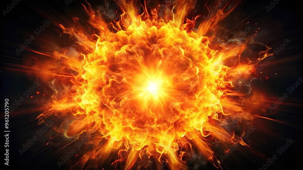 Abstract fiery explosion lighting up the darkness Eye Level Abstract fiery explosion lighting up the darkness Eye Level