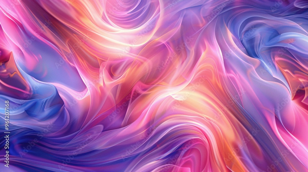 Obraz premium Abstract Colorful Swirling Background Flowing Liquid Purple Pink Orange Digital Art