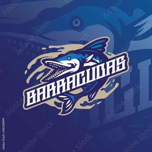 Barracuda mascot logo design with modern illustration concept style for badge, emblem and t shirt printing. Angry barracuda illustration.