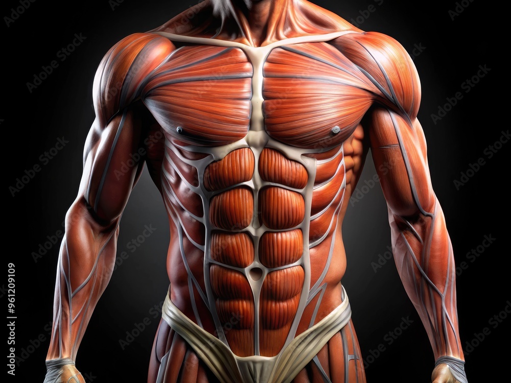 ภาพประกอบสต็อก Intricate Arrangement Of Abdominal Muscles, Including ...