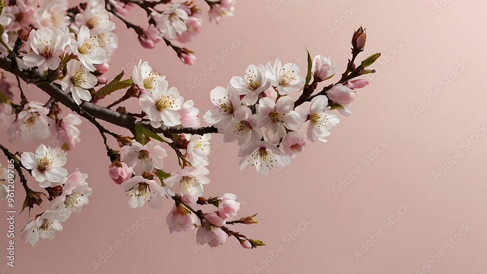 Cherry blossom flowers on solid pink background wallpaper, Japanese Sakura themed cuteness and floral Cherry blossom flowers on solid pink background wallpaper, Japanese Sakura themed cuteness and floral