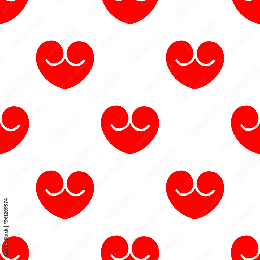 Seamless patterns of Red hearts cartoon doodle. Seamless patterns of Red hearts cartoon doodle.