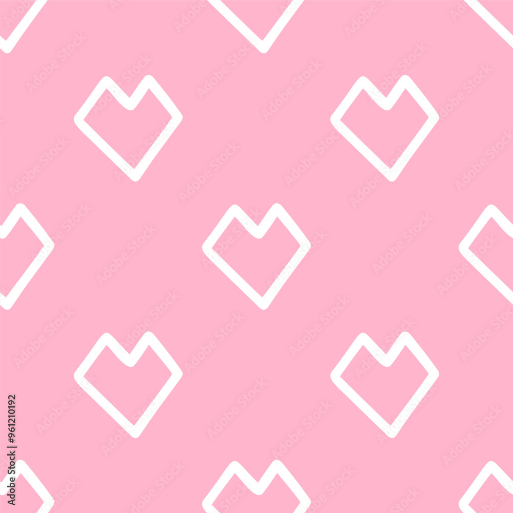 Seamless patterns of Cute hearts cartoon doodle on pink background. Seamless patterns of Cute hearts cartoon doodle on pink background.