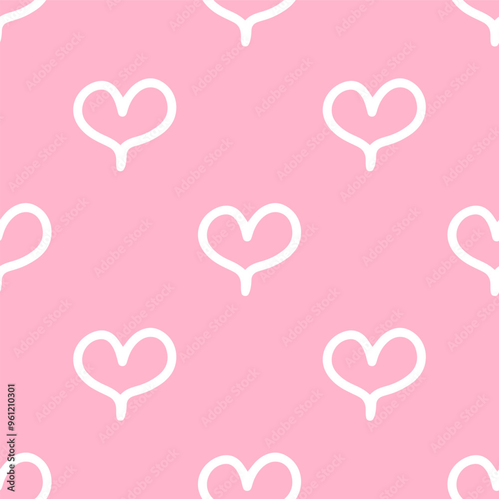 Seamless patterns of Cute hearts cartoon doodle on pink background. Seamless patterns of Cute hearts cartoon doodle on pink background.