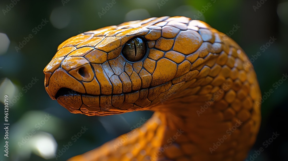 Detailed photograph of a Cobra Saffron snake in full high resolution, highlighting its smooth scales and bright colors Detailed photograph of a Cobra Saffron snake in full high resolution, highlighting its smooth scales and bright colors