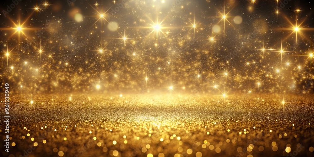 Abstract golden background with shining floor and particles Abstract golden background with shining floor and particles
