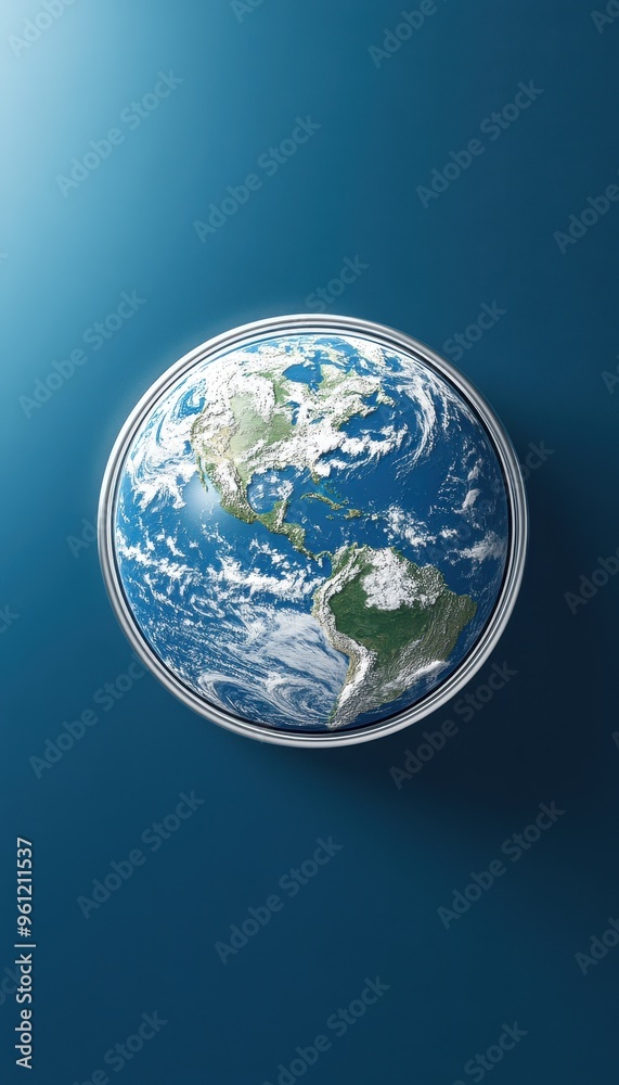 3D rendering of Earth with clear continents and oceans, isolated on a blue background 3D rendering of Earth with clear continents and oceans, isolated on a blue background