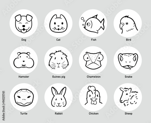 A set of animals icons. The outline icons are well scalable and editable. Contrasting elements are good for different backgrounds. EPS10.	