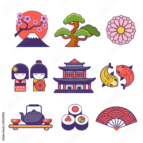 set of vector japanese  icons
