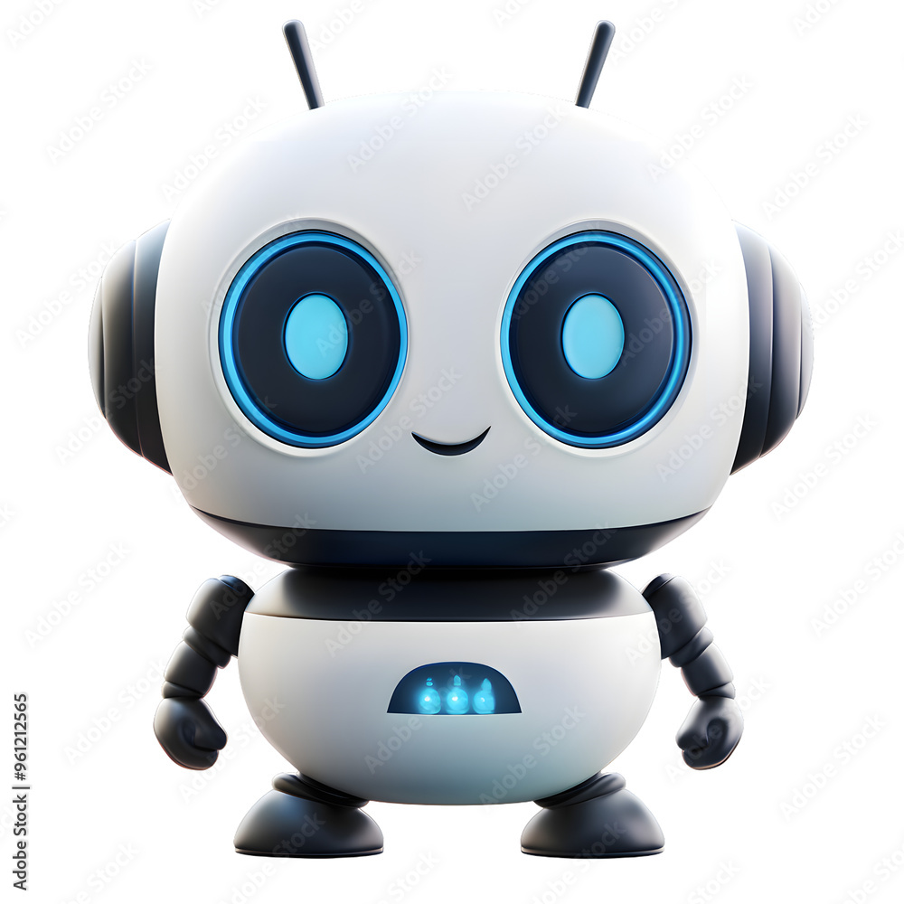 Cute cartoon 3D robot isolated on transparent background
Cute cartoon 3D robot isolated on transparent background