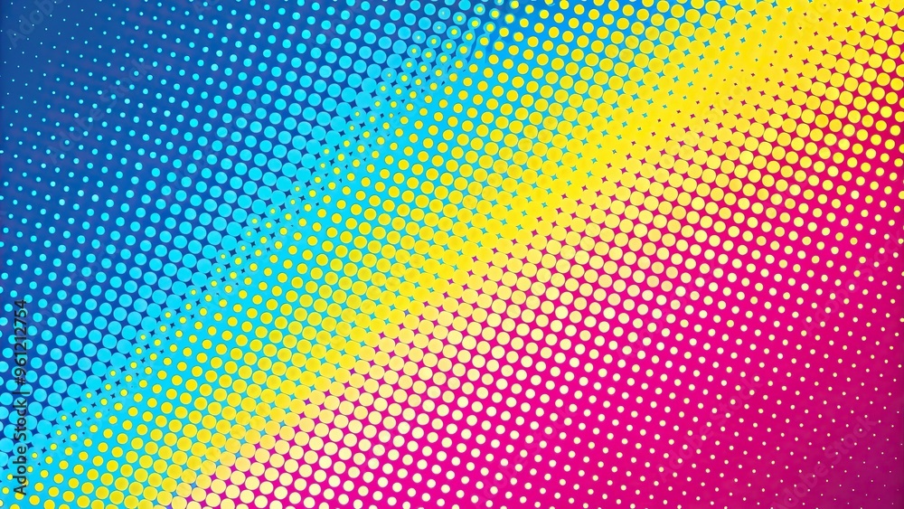 Abstract halftone pattern in yellow, pink, and blue Abstract halftone pattern in yellow, pink, and blue