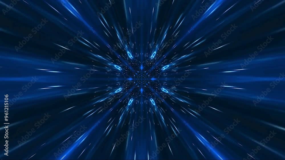 Animation of Blue Lights Streaming Through Space with Futuristic Motion Animation of Blue Lights Streaming Through Space with Futuristic Motion