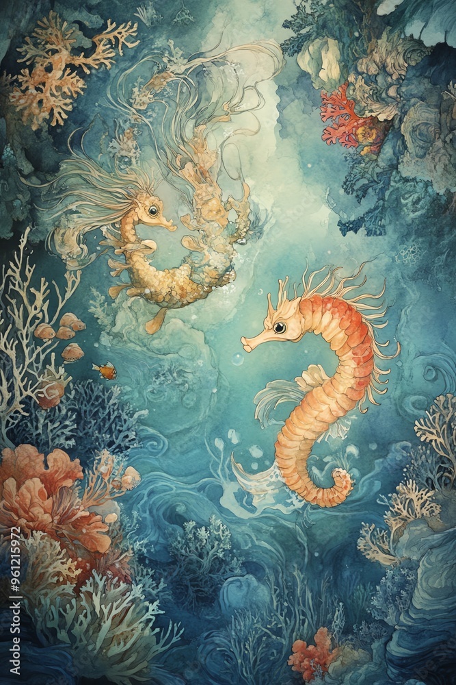 A captivating panoramic scene depicting an enchanting underwater realm A captivating panoramic scene depicting an enchanting underwater realm