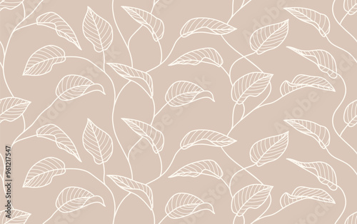 Hand Drawn luxury leaves seamless pattern. Floral Pattern background.