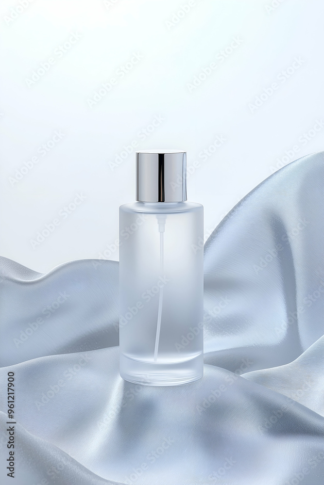 Elegant Skincare Bottle on Satin-Like Fabric