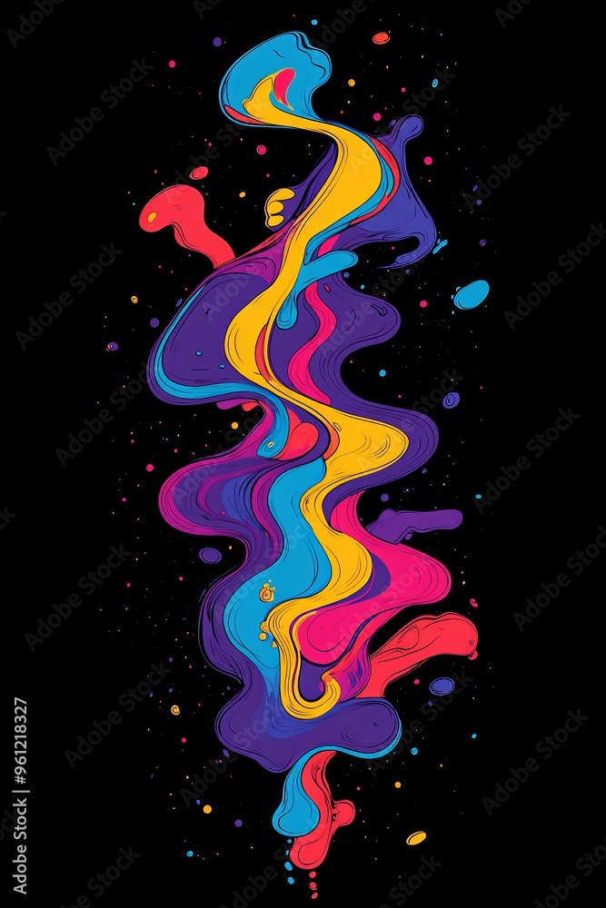 Vibrant abstract swirl design on a black background Vibrant abstract swirl design on a black background