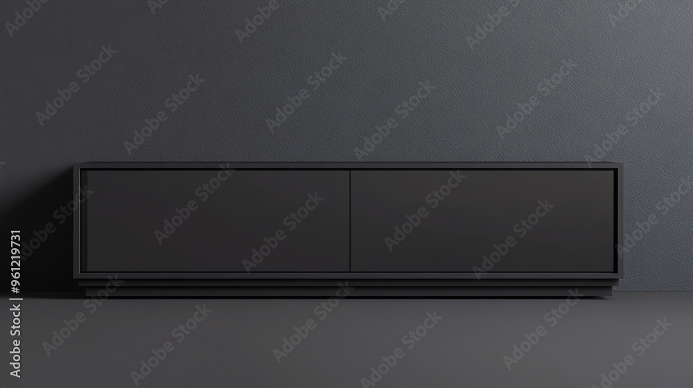 Black Cabinet with Two Doors in Front of a Grey Wall Black Cabinet with Two Doors in Front of a Grey Wall
