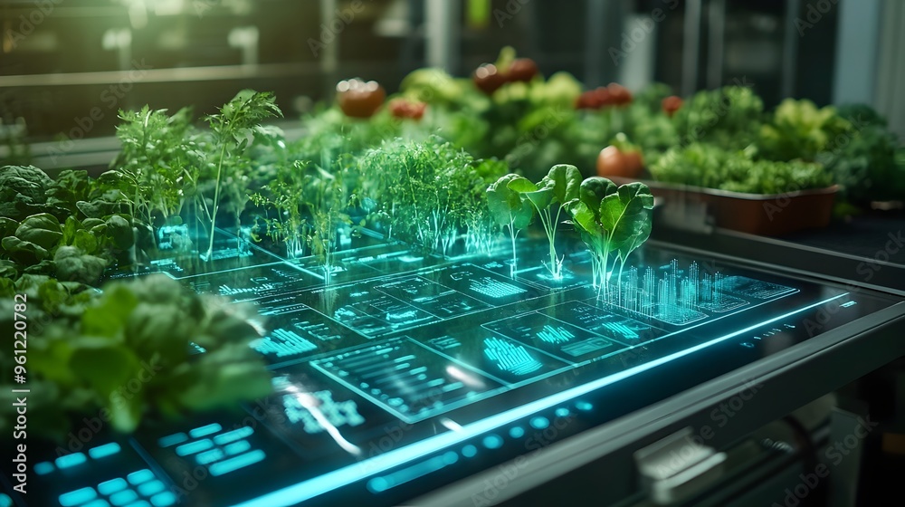 Holographic Farm Management Dashboard Displaying Real time Data Analytics for Precision Agriculture and Intelligent Farm Holographic Farm Management Dashboard Displaying Real time Data Analytics for Precision Agriculture and Intelligent Farm