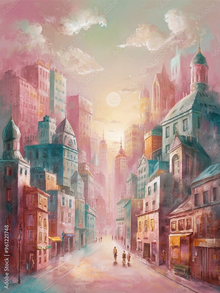 Naklejka premium Charming old town in the evening.