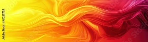 Vivid yellow to crimson gradient with fluid swirls, creating a sense of heat, Abstract background, Dynamic energy photo